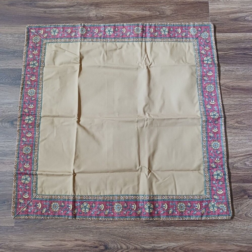 Waverly Luxury Collection Euro Sham Tan Maroon‎ Floral Square Cotton 30"